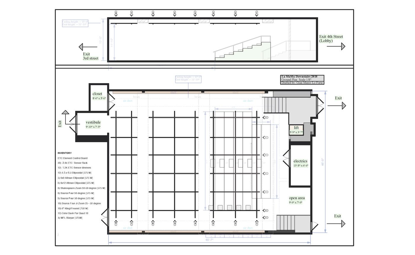 Architectural floor plan of a commercial building showing a layout with offices, closets, restrooms, a staircase, and labeled exits.